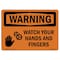 Signmission OSHA WARNING Sign, Watch Your Hands And Fingers, 10in X 7in Decal, 7" W, 10" L, Landscape OS-WS-D-710-L-12895 - alternate 1
